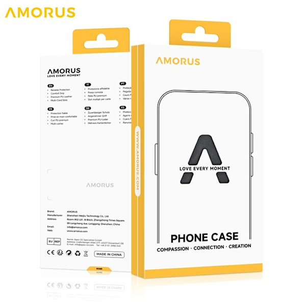 AMORUS iPhone 17 Pro Plånboksfodral MagSafe RFID-Skydd - Guld Guld