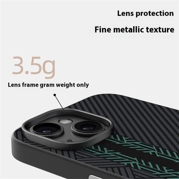 ABEEL Mobilskal till iPhone 13 PC TPU Aluminium PU Läder MagSafe - Textur 2