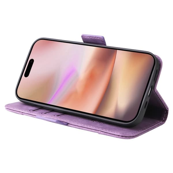 BETOPNICE 001 iPhone 16 Plus Plånboksfodral Ställ Card Slots Konstläder - Lila