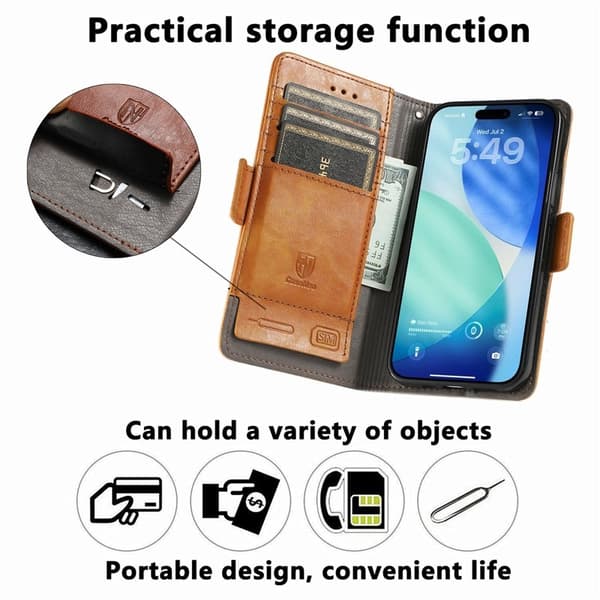CASENEO iPhone Air Plånboksfodral Konstläder Ställ med RFID - Khaki