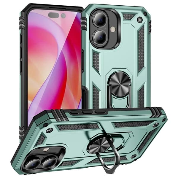 Mobilskal till iPhone 16 med Kickstand - Svartgrön Grön