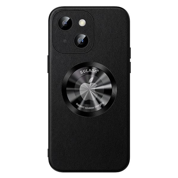 SULADA Mobilskal till iPhone 15 Plus Microfiber Läder + TPU Stöttålig - Svart