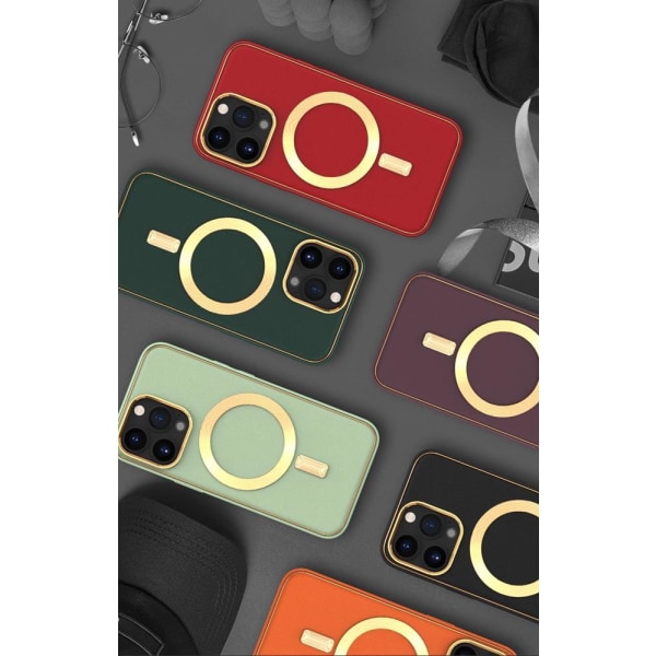 BOOM iPhone 14 Plus Magsafe nahkakuori - Oranssi