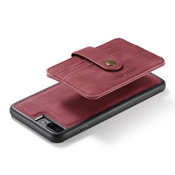 JEEHOOD Plånboksfodral iPhone 7 Plus/8 Plus RFID-Skydd Röd