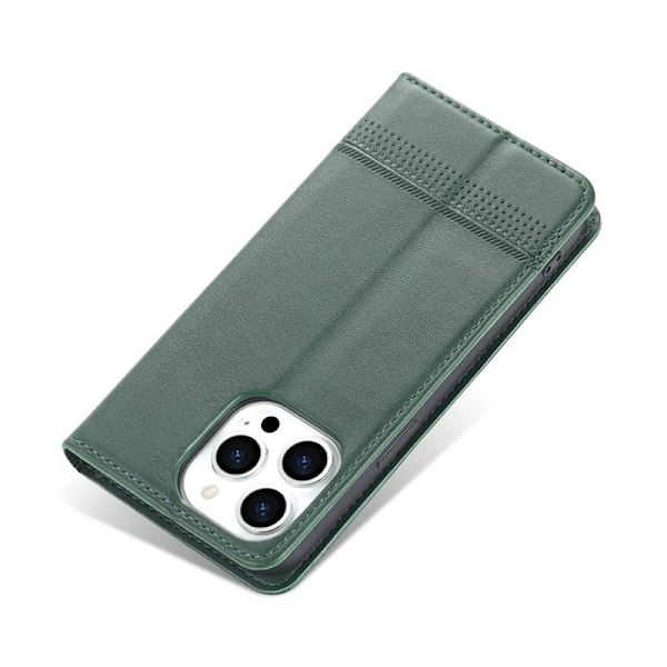 AZNS iPhone 14 Pro Max Plånboksfodral Konstläder - Grön