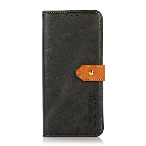 KHAZNEH iPhone 17 Pro Max Plånboksfodral Läder Stativ Svart