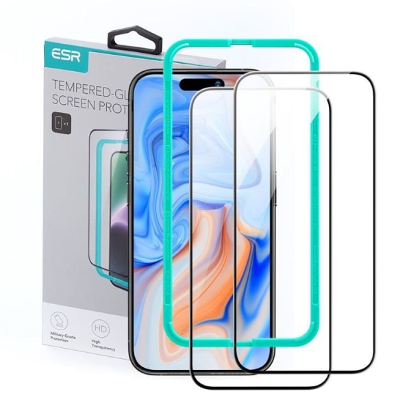 [2-Pack] ESR iPhone 15 Härdat Glas Skärmskydd