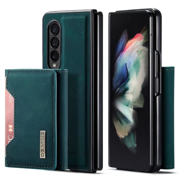 DG.MING Konstläder Plånboksfodral till Samsung Galaxy Z Fold3 5G Grön
