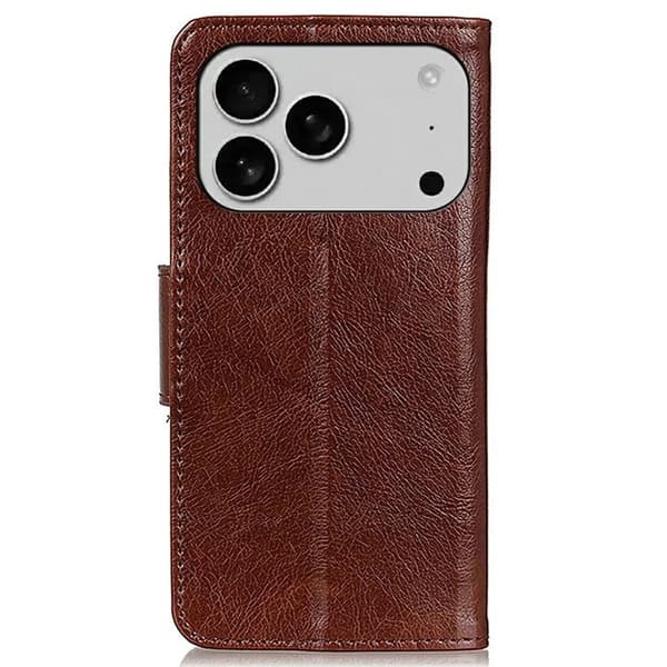 iPhone 17 Pro Plånboksfodral Äkta läder - Brun Brun