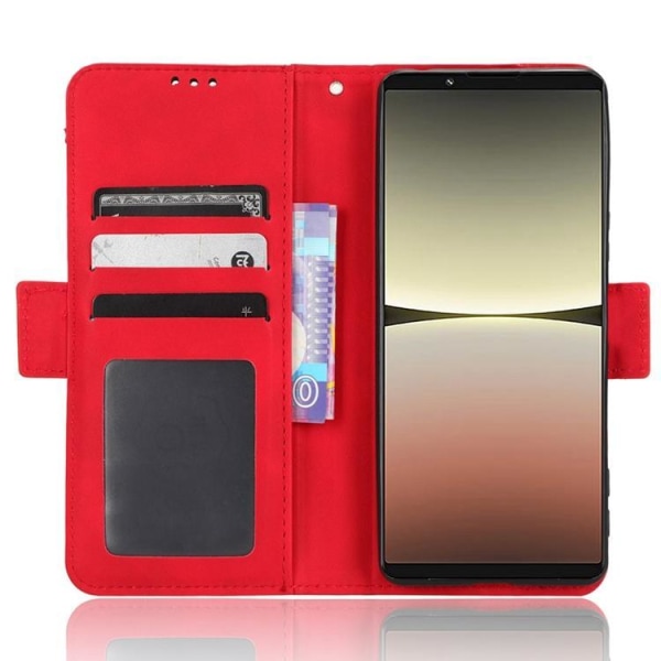 Sony Xperia 5 IV -lompakkokotelo, jossa on useita korttipaikkoja - punainen