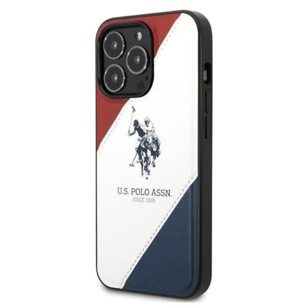 US Polo iPhone 14 Pro etui Tricolor præget - hvid