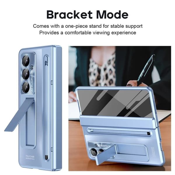 Mobilskal till Galaxy Z Fold 7 med Skärmskydd och Stylus Hinge - Blå Blå