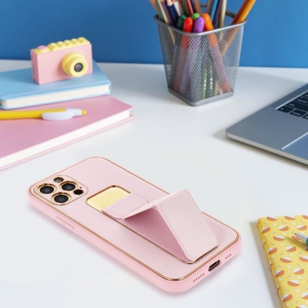 Forcell iPhone 11 Pro Cover Kickstand Læder - Pink
