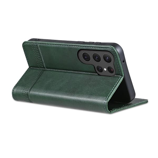 AZNS Samsung Galaxy S25 Ultra Plånboksfodral Konstläder - Grön