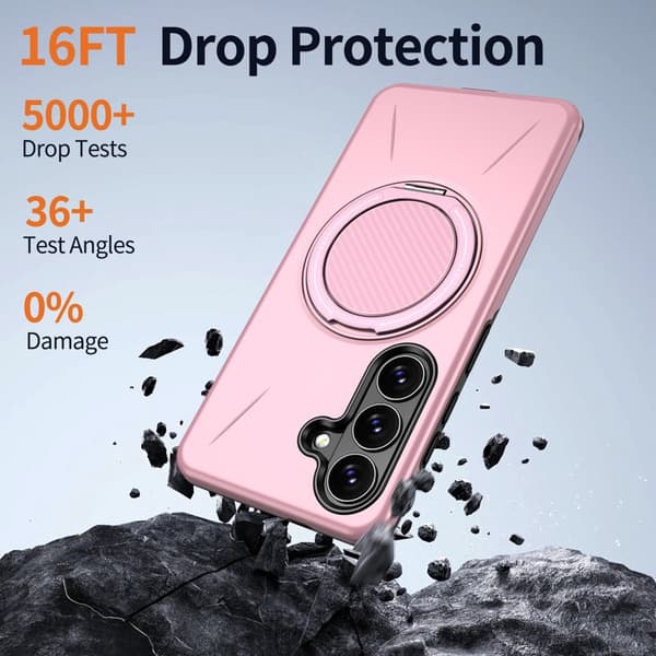 Mobilskal för Samsung Galaxy S26 Plus Magnetiskt Kickstand TPU + PC - Rosa