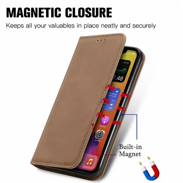 Google Pixel 10/10 Pro Konstläder Plånboksfodral Magnetic Absorption - Brun Brun