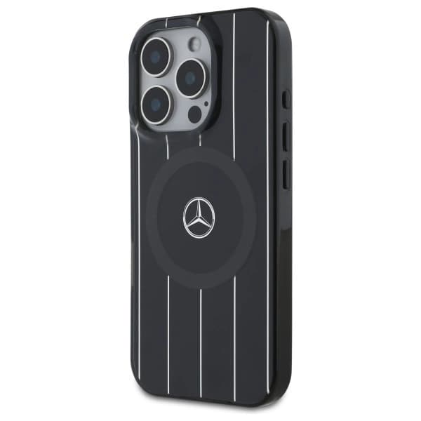 Mercedes telefontaske til iPhone 16 Pro MagSafe MB krydsede linjer - sort Black