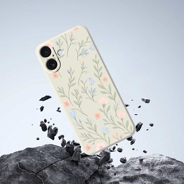 Mobilskal till iPhone 17 Rosa Blue Flowers Pattern TPU - Beige Beige