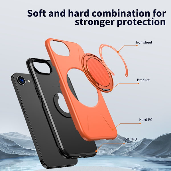 Mobilskal till iPhone 16e MagSafe Rotating Kickstand Lila