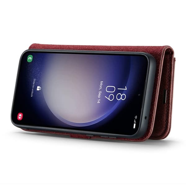 DG.MING Samsung Galaxy S25+ Plånboksfodral Äkta läderRöd