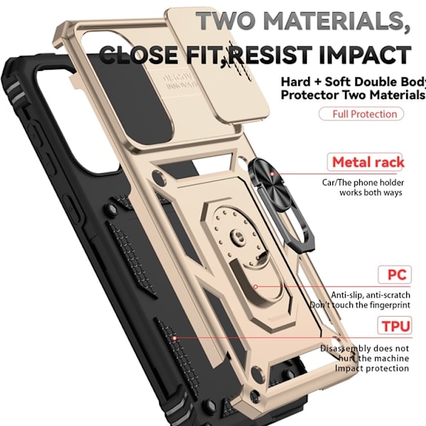 Mobilskal till Galaxy A36/A56 Kickstand PC + TPU - Guld Guld