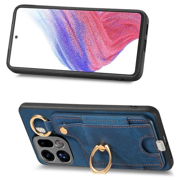 Oppo Find X9 Pro 5G Ring Fodral KonstLäder - Blå