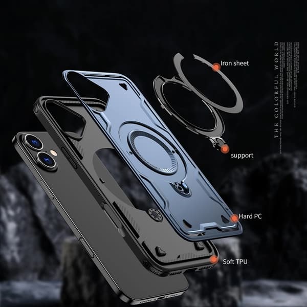 Telefontaske til iPhone 16 Plus MagSafe Hybrid Armor Trendy - Blå Blå