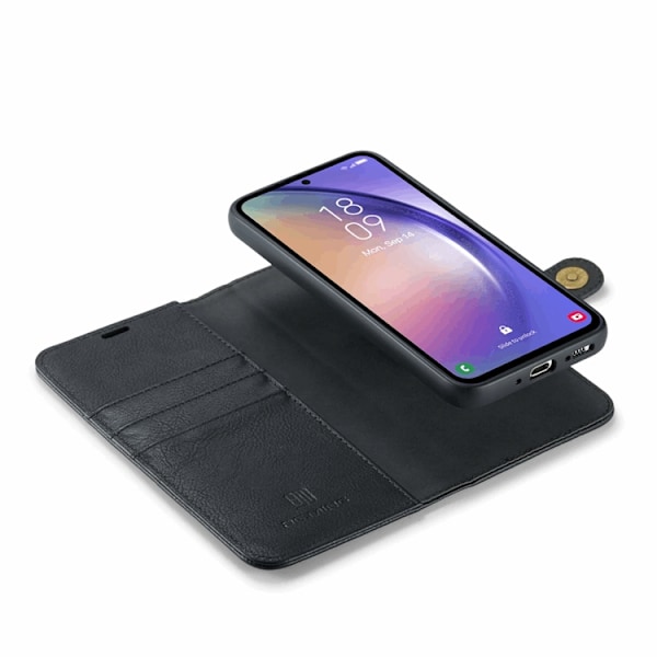 DG.MING Galaxy S23 FE Plånboksfodral Äkta Läder 2in1 - Svart Svart