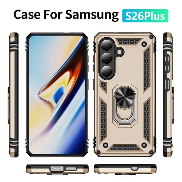 Mobilskal för Samsung Galaxy S26 Plus PC + TPU med Kickstand - Guld