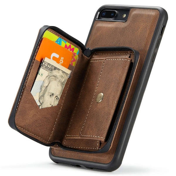 JEEHOOD Mobilskal till iPhone 7 Plus/8 Plus 2-i-1 Chockresistent Brun