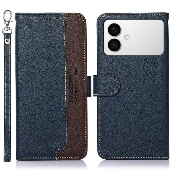 KHAZNEH Samsung Galaxy S26 Edge Konstläder Plånboksfodral RFID-Skydd - Blå
