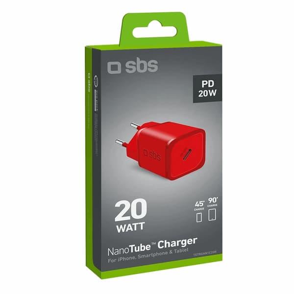 SBS Snabbladdare 20W GaN Power Delivery - Röd Röd