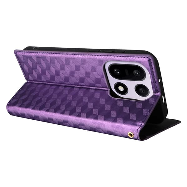 OnePlus 15 Plånboksfodral Rhombus Imprinted Konstläder - Lila Lila