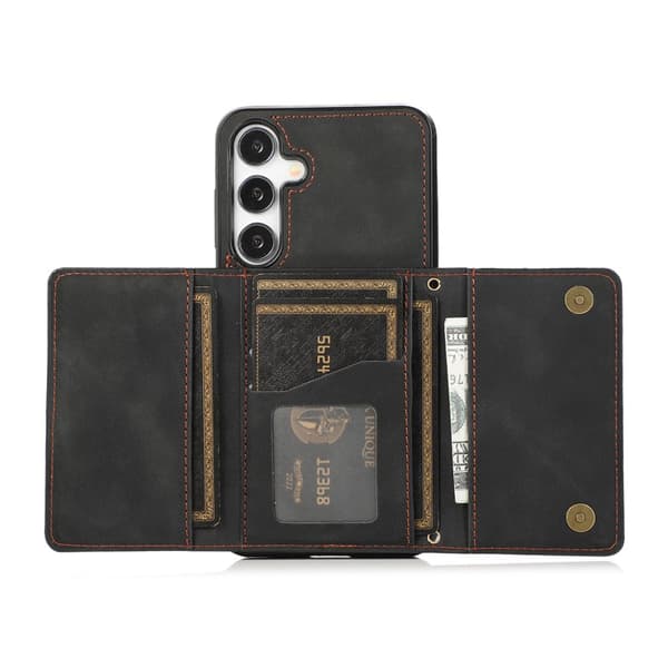 Plånboksfodral för Samsung Galaxy S26 Tri-Fold Kickstand PU + TPU - Svart