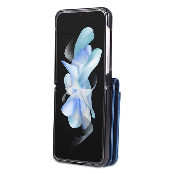 AZNS Samsung Galaxy Z Flip4 Plånboksfodral Konstläder Kortfack - Blå