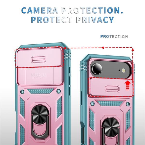 Mobilskal till iPhone Air Slide Camshield Kickstand - Rosa/Grön Rosa