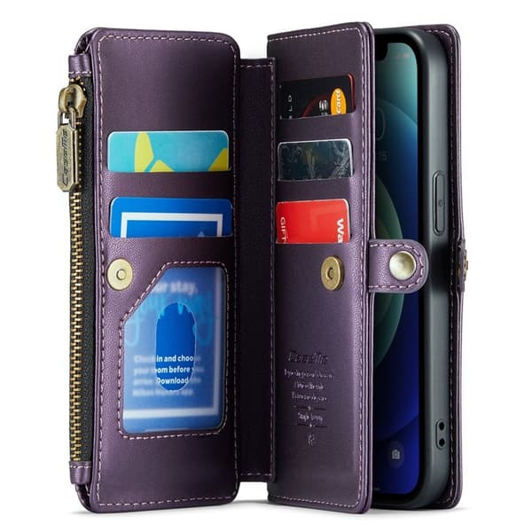 CASEME Plånboksfodral Konstläder för iPhone 12/12 Pro - Lila