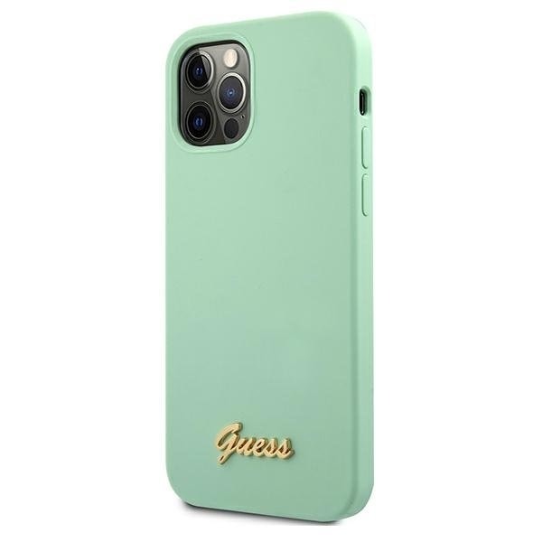 Guess Skal iPhone 12 & 12 Pro Metal Logo Script - Grön Grön