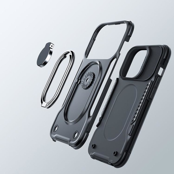 Joyroom iPhone 14 Plus suojarenkaan pidike kaksoissarana - musta