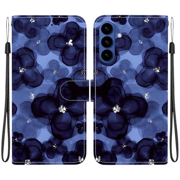 Plånboksfodral för Samsung Galaxy S26 Plus Mönstertryck Konstläder - Blåblommig