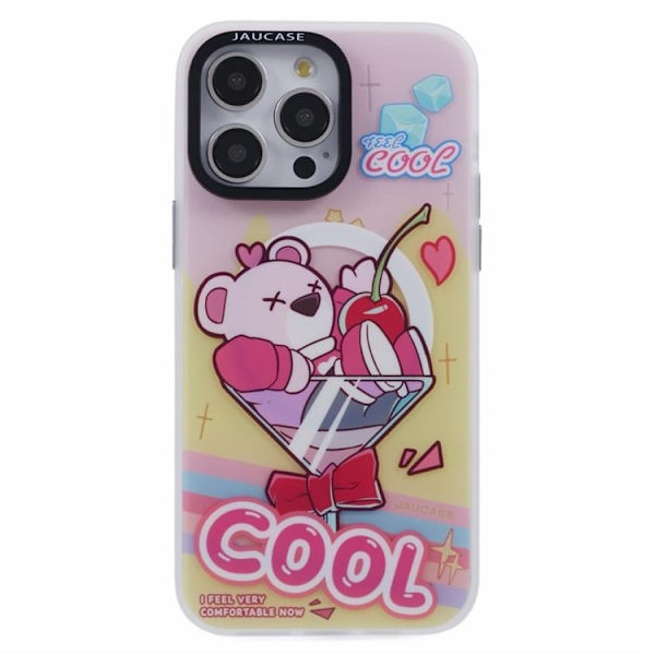 JAUCASE Mobilskal till iPhone 15 Pro Max MagSafe - Cool Bear Rosa