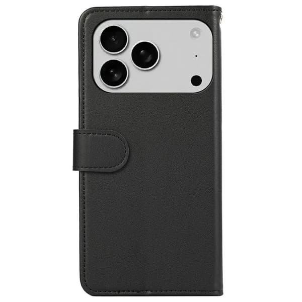iPhone 17 Pro Konstläder Plånboksfodral RFID-Skydd - Svart Svart