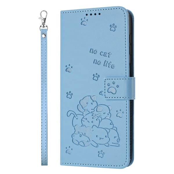 Sony Xperia 1 VII Konstläder Plånboksfodral Cats Imprint - Blå Blå