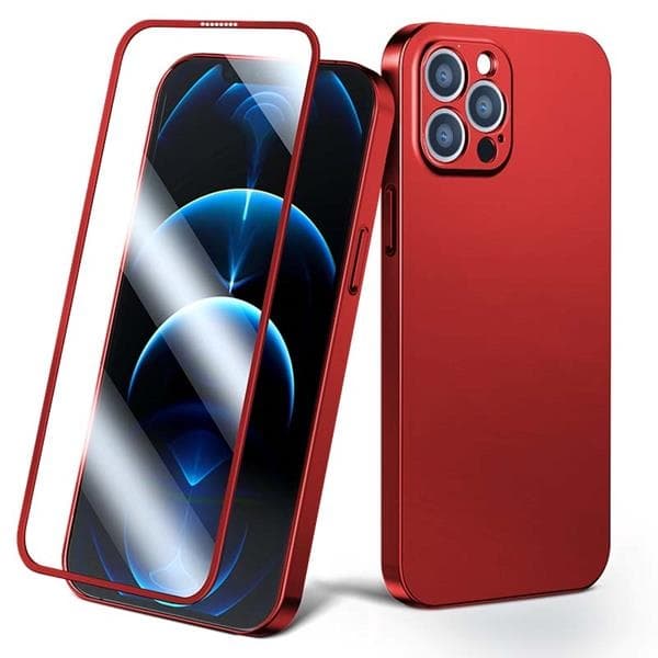 Joyroom 360 Skal Plus Härdat glas iPhone 13 Pro Max - Punainen Red