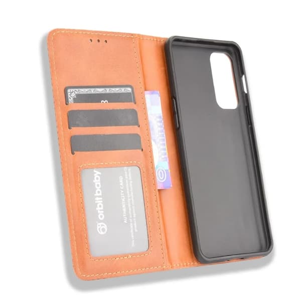 OnePlus Nord 2 5G Plånboksfodral Retro Style Flip Stativ Brun