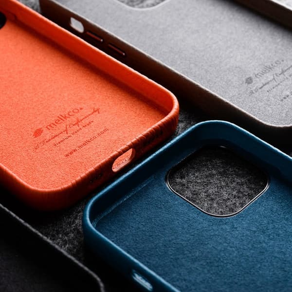MELKCO Mobilskal till iPhone 15 Äkta Läder Belagt PC Svart