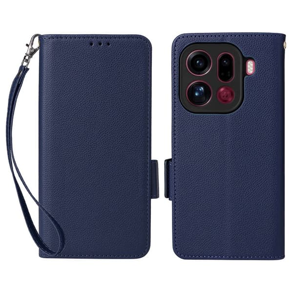 Litchi Oppo Find X9 Pro 5G Plånboksfodral Konstläder - Blå