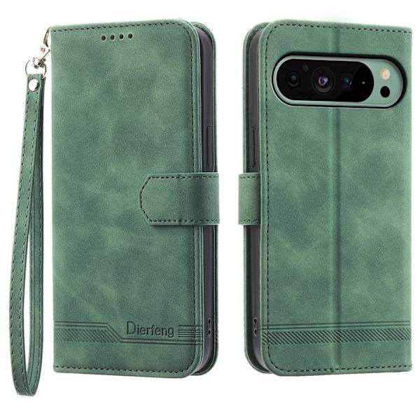 DIERFENG DF-03 Plånboksfodral för Google Pixel 9 - Konstläder - Grön