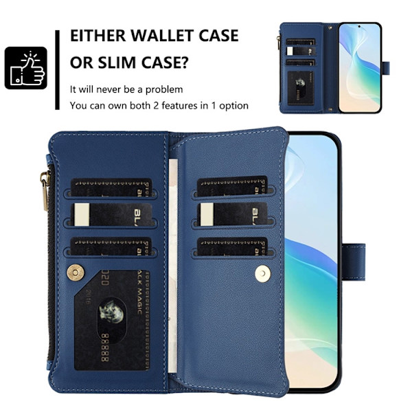 iPhone 17 Pro Plånboksfodral Zipper Med Rem - Blå Blå