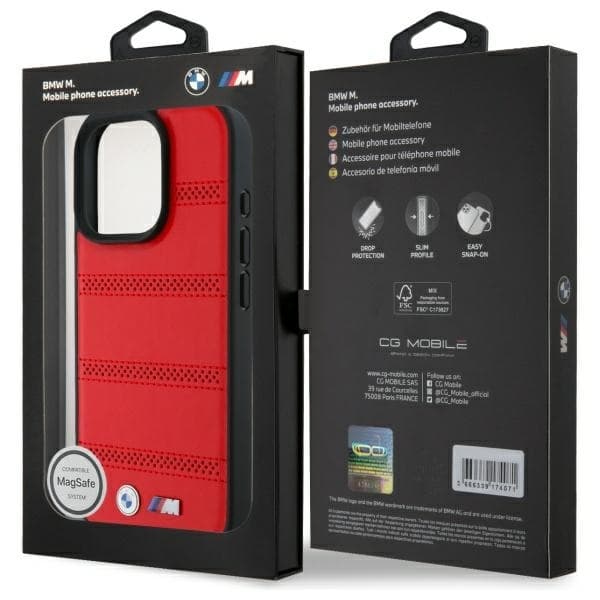 BMW Mobilskal till iPhone 16 Pro Max MagSafe M Perforated Line - Röd